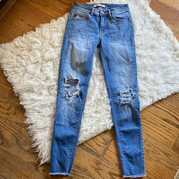 Kancan Estilo Skinny Distressed Raw Hem Jeans Size 24 - Picture 1 of 15